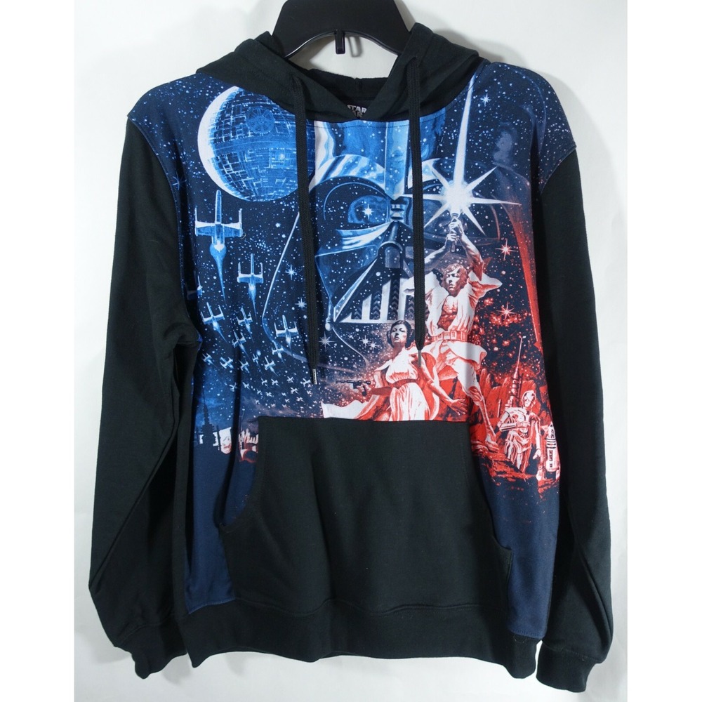 Disney Star Wars Hoodie Men Small Front Pocket Stretch Darth Vader Princess Leia